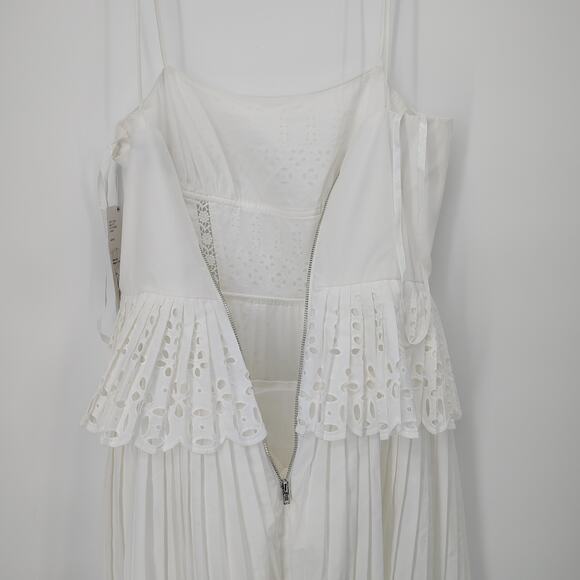 Gianni Bini White Eyelet Lace Pleated Midi Dress Peplum NWT Size 0 Bridal - Picture 14 of 16